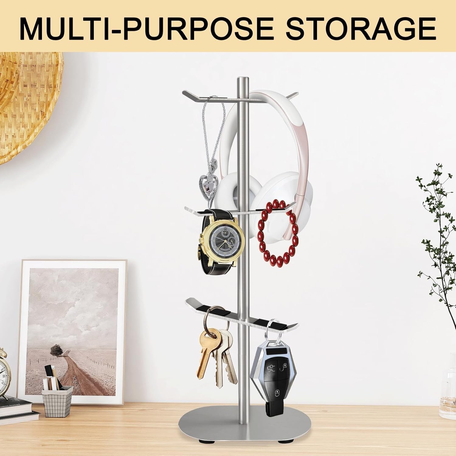 Mug Holder Tree, Coffee Cup Holder with 6 Hooks, Coffee Mug Rack, Metal Mug Tree for Counter, Mug Holder Stand Coffee Mug Hanger(Brushed Nickel)