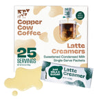 Copper Cow Coffee Sweetened Condensed Milk Coffee Creamer Singles (25 pack) | Vietnamese Inspired Coffee Creamer, All Natural Creamer Packets for Pour Overs & Lattes | No Refrigeration Needed