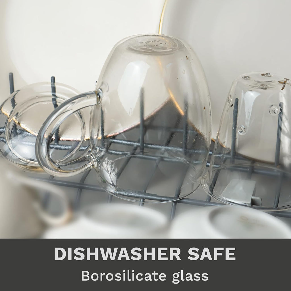 Creano Tea Glass with Infuser and Lid 400ml - Large Tea Cup - Microwave & Dishwasher Safe - Loose Leaf Tea Maker Gift Set