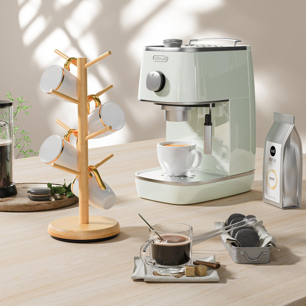 BAMBANG Mug Holder Tree, 360° Rotating 8 Hooks Coffee Cup Holder for Counter Top, Bamboo Coffee Mug Rack Stand for Kitchen Countertop Home, Natural