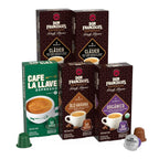Don Francisco's and Cafe La Llave Espresso Capsule Variety Pack - 50 Recyclable Aluminum Pods Compatible with Nespresso Originalline - Premium Coffee with 4 Flavors and Intensities