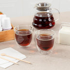 Restaurantware-Forma Professional 8.5 Ounce Double Wall Coffee Cups, 12 Insulated Latte Glasses - Dishwashable, Reusable, Clear Glass Beverage Cups, Freezable, For Hot Or Cold Beverages