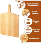 Patelai 12 Packs Wooden Cutting Board Set with Handles Large Kitchen Serving Plain Chopping Board Bulk Gifts for Mom for Vegetables Meat Pizza Cheese Fruit Bread(Bamboo,17 x 13 Inch)