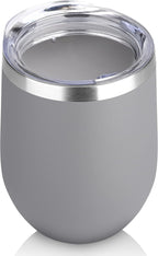 DOMICARE Stainless Steel Wine Tumbler Bulk with Lid, Personalized Insulated Tumblers Set, 12oz Travel Coffee Cups Pack of 1, Gray