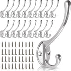 Wall Hooks for Hanging, 20-Pcs Heavy Duty Metal Coat Hooks, for Living Room, Bathroom, Kitchen, Bedroom for Coats Towel, Hat, Key, Closet, Bag (Silver)