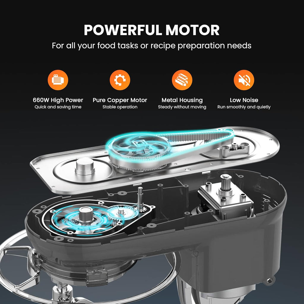 VIVOHOME Stand Mixer, 660W 10 Speed 6 Quart Tilt-Head Kitchen Electric Food Mixer with Beater, Dough Hook, Wire Whip and Egg Separator, Gray