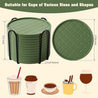 Coasters,Drink Coasters Set of 8 with Holder (Green, 12pcs)
