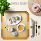 Gold Square Decorative Tray with Handles, 13"*13" Versatile Serving Tray for Coffee Table, Ottoman, Ideal for Serving, Displaying, Organizing