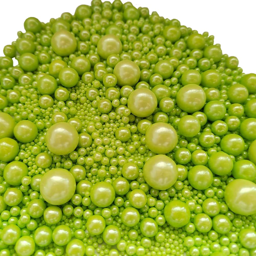 Edible Green Sugar Pearls Candy Sprinkles 120G/ 4.23Ounce Baking Cake Sprinkles Cupcake and Cake Topper Cookie Decorations Wedding Party Valentines Halloween Christmas Supplies