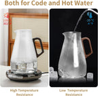 2L Glass Pitcher with Lid and Spout, Water Jug, 68OZ Carafe for Hot/Cold Water, Large Iced Tea Pitcher for Coffee, Juice and Homemade Beverage