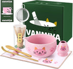 Matcha Whisk Set, 8Pcs Matcha Set for Ceremony, Matcha Whisk and Ceramic Bowl with Matcha Scoop & Sifter and All Accessories for Breakfast, Afternoon Tea, Ideal Gift Christmas, Anniversary