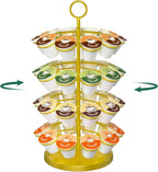 EsLuker.ly K Cup Holder Coffee Pod Organizer Carousel for Counter, Metal Storage Rack Stand for Kitchen, Rotatable 4 Tier Pod Tower Tree for 40 K Cups, Space Saving Meets Elegance, Gold