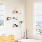 Floating Shelves for Wall, White Wood Wall Shelf Set of 3, 24" Wall Mounted Floating Shelf for Kitchen