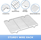 Baking Sheet with Wire Rack, Cookie Sheet Baking Pan Toaster Oven Tray with Cooling Rack, Stainless Steel Eighth Sheet Pan with Rack 9' x 7' x 1', Healthy & Non Stick & Dishwasher Safe