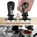58.5mm Espresso Tamper Coffee Tamper: Espresso Press with Calibrated Spring Loaded - 30lb Espresso Hand Tamper - 100% Stainless Steel Flat Base Fits for 54mm Portafilter Basket
