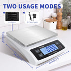 Large Digital Kitchen Scale 30kg/66lb Food Scale for Baking Cooking Stainless Bread Scale with LCD Display Counting Scales for Coins Adapter Included(Stainless White)