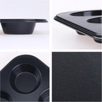 Muffin-Pan for Baking, Nonstick Cake Pan 12 Cups, 3 Pack Cup Premium Cheesecake Pans, Cupcake Baking Pan for Oven 13.2 * 10 * 1.1in Black