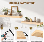 24x8x1.6 inch Floating Shelves Set of 2 – Solid Wood Rustic Wood Wall Mounted Shelf for Kitchen, Bathroom, Living Room