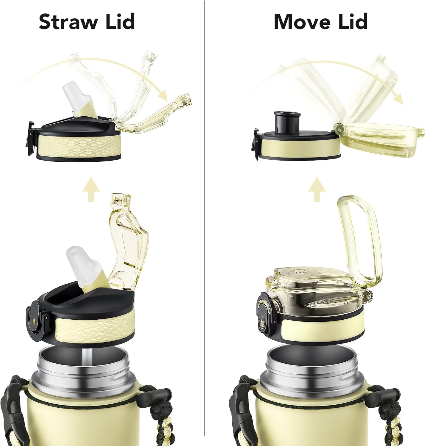 GOSWAG Insulated Sports Water Bottle, 24oz 2 Lids(with Straw/No Straw), Stainless Steel Water Bottles with Paracord Handle, Insulated Bottle with Double-Wall Vacuum Insulation