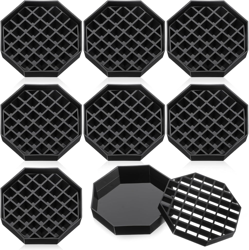 8 Pcs 4 Inch Coffee Drip Tray Countertop Trays Black Plastic Octagon Coffee Drip Coaster with Honeycomb Grid for Drink Dispenser Tea Wine Beverage