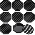 8 Pcs 4 Inch Coffee Drip Tray Countertop Trays Black Plastic Octagon Coffee Drip Coaster with Honeycomb Grid for Drink Dispenser Tea Wine Beverage