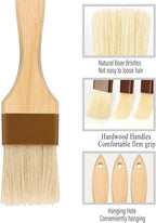 Basting Brush,Pastry Brush 1.5" & 1" - Natural Bristle Cooking Brush for Baking,Not Shed Food Grade Brush,Butter Brushes,Cooking Brush for Oil and Sauce,Kitchen Turkey Baster,Egg Wash Brush(4 Pc)