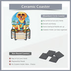 Drink Coasters Set of 6 with Holder,Cute Dachshund Husky Dog Absorbent Ceramic Coasters with Cork Base,Fit All Cups,Tabletop Protection Mat for Mugs and Cups,Office,Kitchen