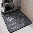 Rubber Dish Drying Mat for Kitchen Counter Large Grey Washable Quick Home Coffee Pad Fit Under Sink,Bar,Utensils or Stemware (24x18in)