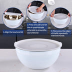 White Mixing Bowls With Airtight Lids,Stainless Steel Bowl,Salad Bowls 7 Piece Colorful Nesting Bowl White Kitchen Accessories,Size 7,3.6,2.7,2.1,1.5,1.1,0.8QT Stackable Design