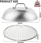 Cooling Racks Set with 2 x Dish Racks, 1 x 12" Basting Cover Dome and 2 x Oil Bottle, Premium 304 Stainless Steel Steamer & Canning Rack for Cooking and Baking