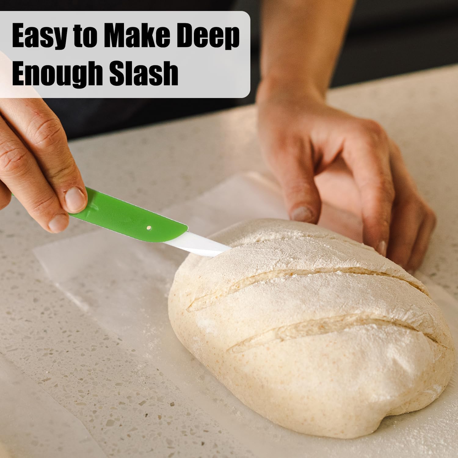 KUNIFU Bread Lame Bread Scoring Tool for Sourdough Scoring, Ceramic Scoring Knife for Bread Baking, Bread Scorer with Protective Cover, for Homemade and Bakery Use, Green