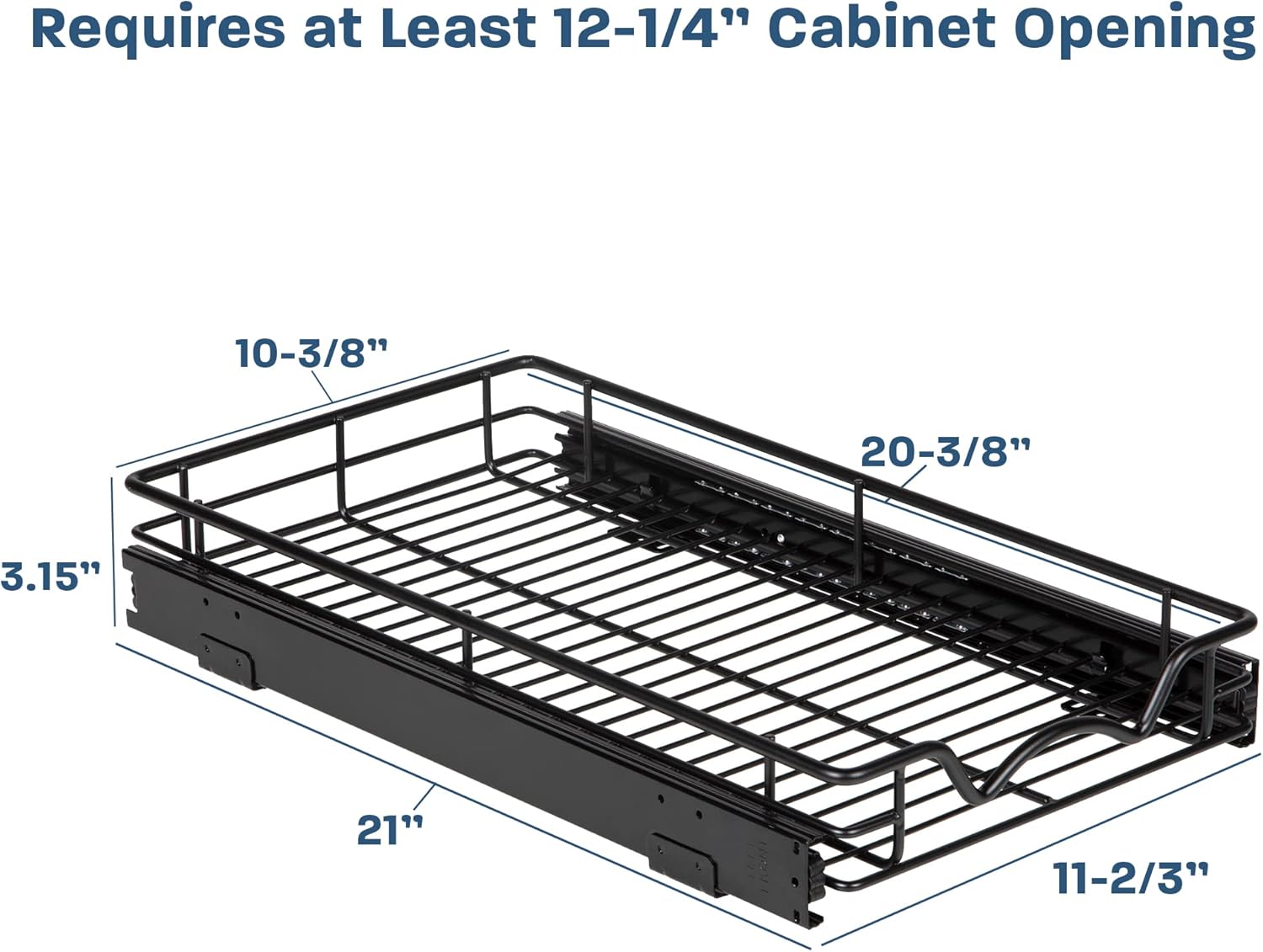HOLDN’ STORAGE Pull Out Cabinet Organizer, Heavy Duty Caddy w/Lifetime Limited Warranty -11”W x 21”D - Requires At Least 12-1/4” Cabinet Opening, Steel Metal Cabinet Drawers Slide Out, Black