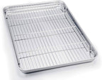 TeamFar Baking Sheet with Cooling Rack, Stainless Steel Half Size Cookie Sheet Pan and Baking Rack Set, 20’’×14’’×1’’, Non Toxic & Rust Free, Thick & Heavy Duty, Mirror Finish & Dishwasher Safe