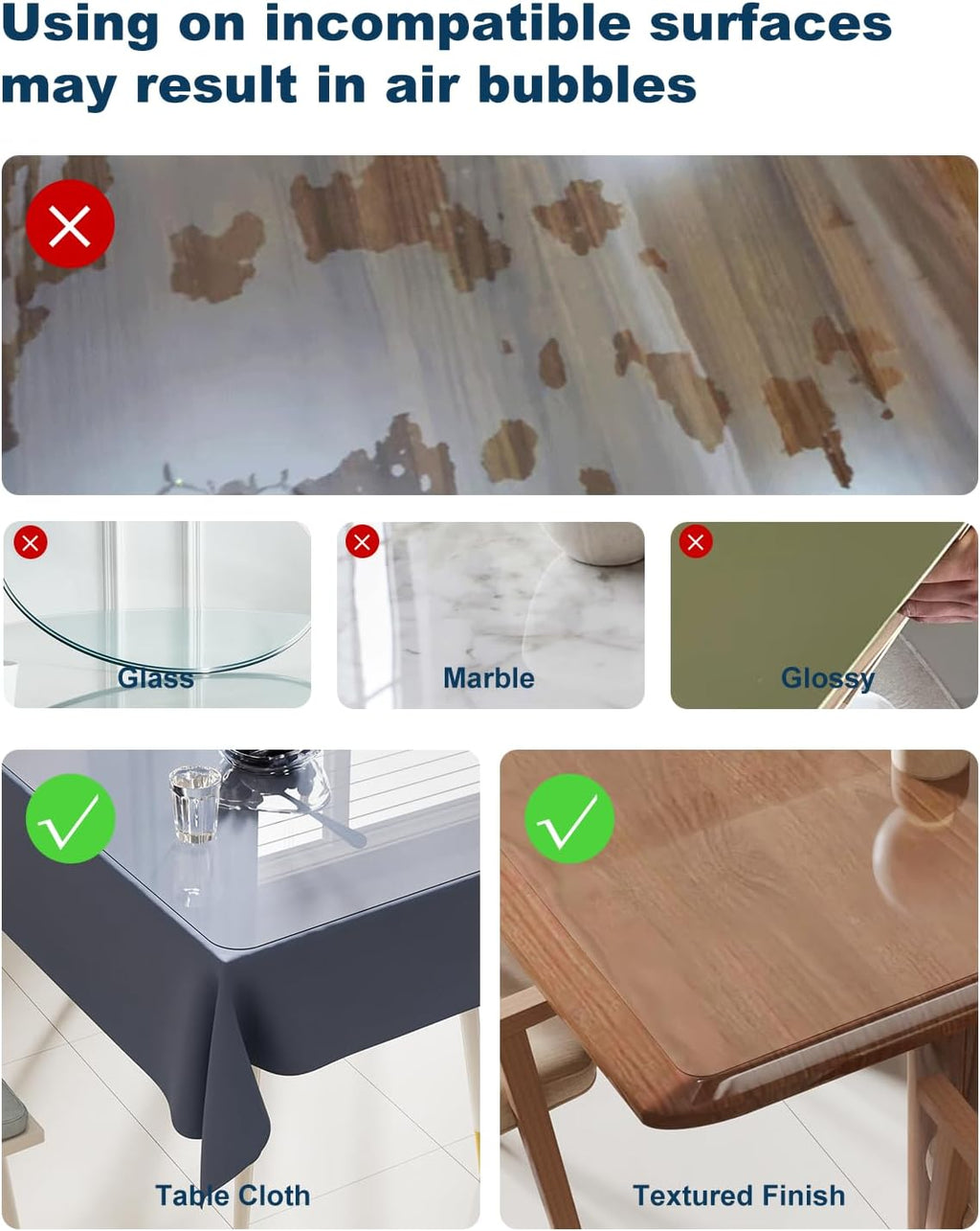 Crystal Clear Plastic Table Cover Protector, 30" x 60" Spill Resistant Easy Flat PVC Desk Pad Mat, 1.5mm Thick Rectangle Vinyl Table Top Protector for Dining Room Table, Office, Dresser