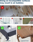 Crystal Clear Plastic Table Cover Protector, 30" x 60" Spill Resistant Easy Flat PVC Desk Pad Mat, 1.5mm Thick Rectangle Vinyl Table Top Protector for Dining Room Table, Office, Dresser