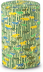 NOREN Japanese Tea Canister Tin (Yuzen Washi Paper), 3.5oz Size Made in JAPAN with Includes Inner Lid of Airtight Damp-Proof/Kitchen Jar for Loose Leaf Coffee Tea Spice and More (Bamboo/Green)