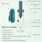 Milk Frother Handheld with 3 Stainless Steel Whisks, Rechargeable Electric Drink Mixer with Stand & Travel Case, Milk Foamer for Coffee, Latte, Cappuccino, Hot Chocolate, Egg,Jam Supplement-Green