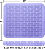 Silicone Dish Drying Mat for Multiple Usage,Easy clean,Eco-friendly,Heat-resistant Silicone Mat for Kitchen Counter or Sink,Refrigerator or Drawer Liner Light Purple XL 18 inches x 16 inches