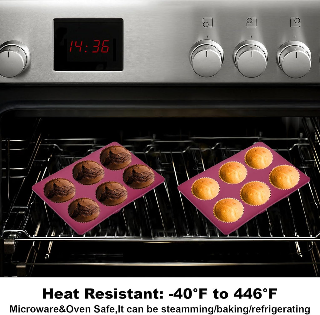 Silicone Muffin Pan 1 Pack, 6-Cavity Chocolate Molds Silicone, Nonstick BPA Free Silicone Baking Molds, Dishwasher & Microwave Safe Muffin Tin, Easy To Use and Clean Candy Molds