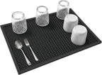 dish drying mat - 18" x 12" Black silicone drying mat , kitchen counter dish drying mats,rubber dish drying mat, Applies to bar mat、coffee mat