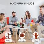 Pack 2 Mug Tree 6 Hooks Rubberwood 13.5"x7"x7", Strudy & Thick Base, Large & Small Cup Holder Tree Wooden for Jewelry, Kitchen Tools, Pantry, Ornaments, Countertop, Table Organizer (Black)