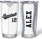 Hyturtle Personalized Baseball Tumbler Baseball Players Design Stainless Steel Double Walled Vacuum Insulated Tumblers 20oz30oz Coffee Travel Mug Cup Christmas Gift For Men Boys Friends Dad Sports Fan