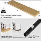 Floating Shelves - 2 Large Wall Mounted Shelves with Invisible Brackets, Long Wood Floating Wall Shelf for Living Room, Bedroom, Kitchen (Oak, 48" W x 9" D x 1.5" H)
