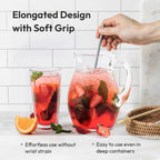 2Pcs Carrotez 9.9" Silicone coffee stirrer, Long Coffee Spoon, Reusable Iced Tea Spoon, Multipurpose Beverage Stirring Stick - Grey