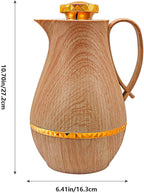 Insulated Thermal Coffee Carafe, 33 oz, Luxury Arabic-Style Insulated Carafe Flask, Coffee Tea Pot, with Spout and Glass Liner for Hot Cold Water, Housewarming Ornaments (Wood Color)