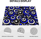 Blue Black White Geometric Circle Dish Drying Mat for Kitchen Counter, 18" x 24" Absorbent Microfiber Drying Pad for Dishes, Modern Decor Kitchen Mat, Foldable, for Sink Dining Area Small Appliances