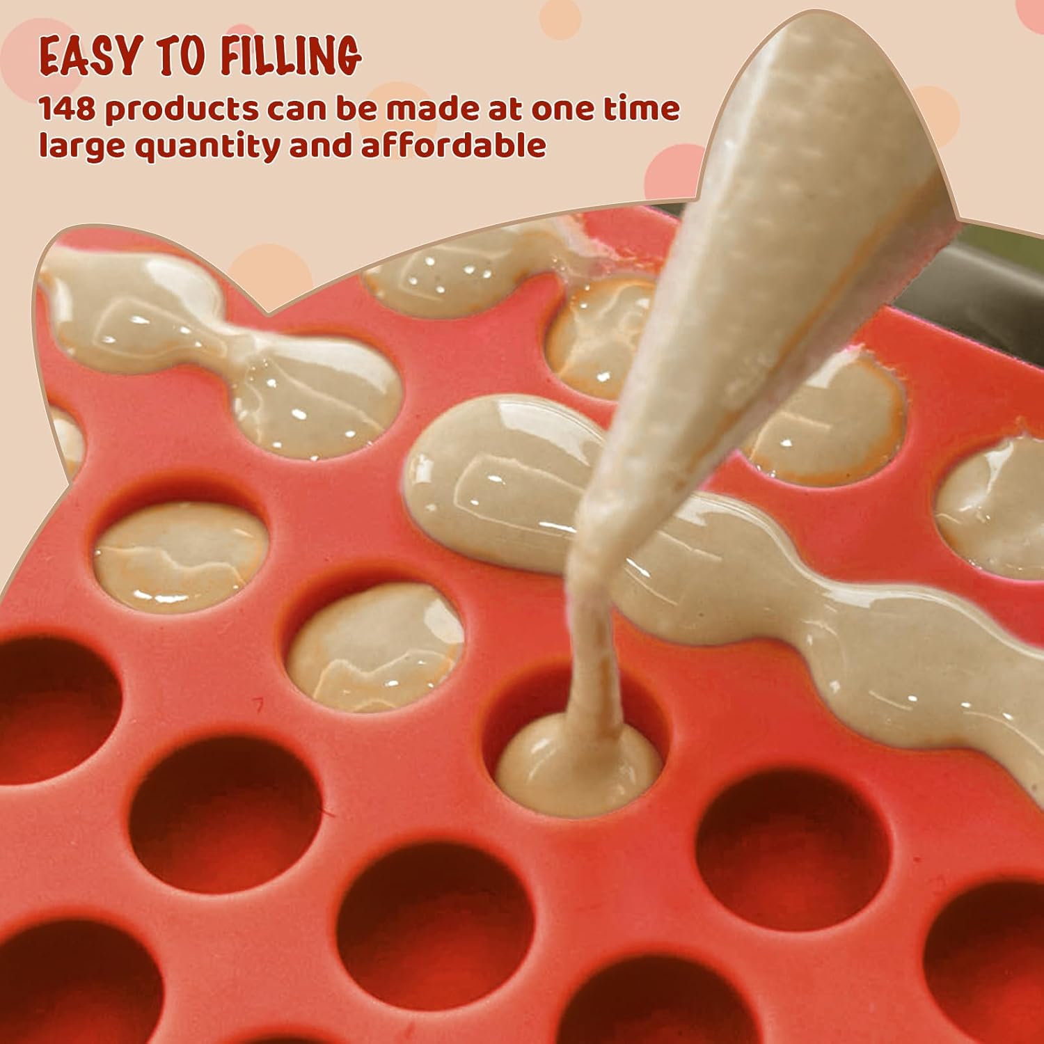 HKNMTT Mini Semi Sphere Shape Molds Silicone, 148 Cavities Round Baking Moulds for Dog Treats Snack Candy Chocolate Chip Cookie Wax Yogurt Melts, Oven Safe Small Half Ball Pellet Sheets