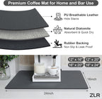 ZLR Coffee Mat - 16" x 24" Extra Large Kitchen Hide Stain Absorbent Dish Drying Mat for Countertop - Easy to Clean Coffee Bar Mat for Espresso Machine and Spill Protection - Dark Gray