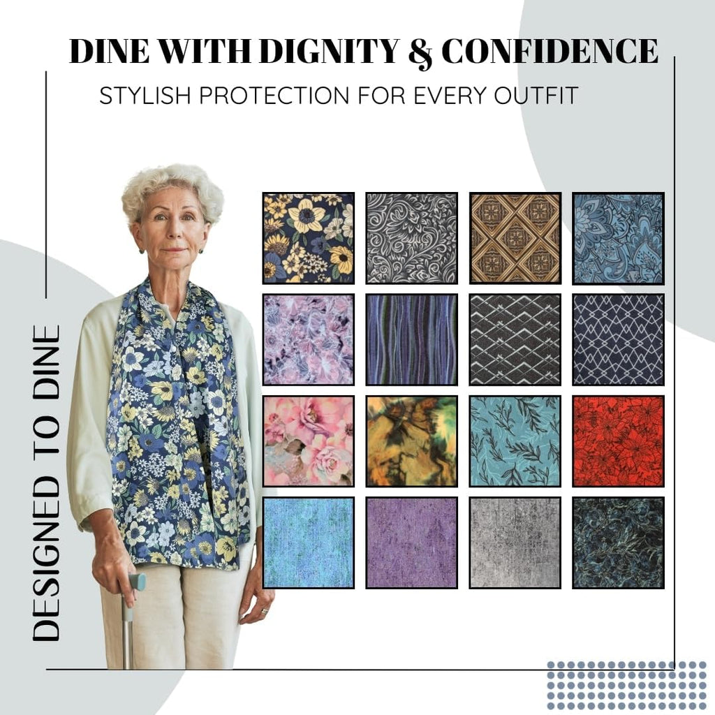 Adult Bib Scarf - Dignified Alternative to Bibs | Washable and Reusable Clothing Protectors for Eating