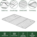 Small Baking Sheet with Cooling Rack Set [2 Baking Pans + 2 Wire Racks], CEKEE Stainless Steel Cookie Sheets for Baking, Heavy Duty & Dishwasher Safe Baking Sheets for Oven, Size 9 x 7 x 1 Inch